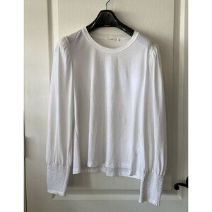 ALC Karter Long Puff Sleeve T-Shirt Top Women Large White Long Sleeve Elastic Cu